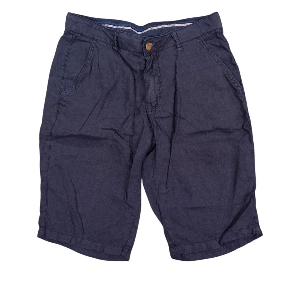 Zeta Linen Shorts Mens 30 Navy Blue Lightweight Summer Casual Italy Coastal